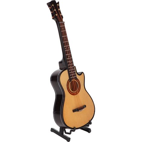 Modèle de guitare miniature en bois, réplique de guitare miniature avec support décoratif (1/5)