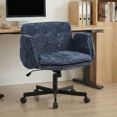 Bürostuhl mit Rollen, höhenverstellbar, klappbare Armlehnen, blau HAVRYA (1/5)