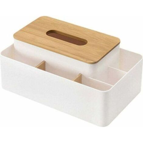 Multifunktionale Taschentuchbox für Wohnzimmer, Fernbedienungs-Aufbewahrungsbox, Desktop-Aufbewahrungsbox mit Trennwänden, Desktop-Aufbewahrungsbox für Büro, Zuhause, Auto FLITI (1/4)