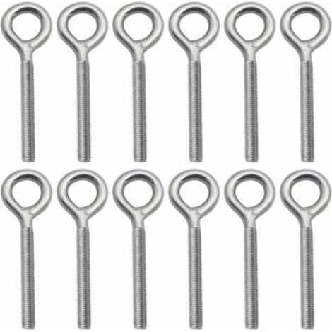 Lot de 12 Boulons- M5 à Oeil en 304 Acier Inoxydable Vis à Anneau Piton à Visser pour Balançoire Machine Extérieure (1/4)