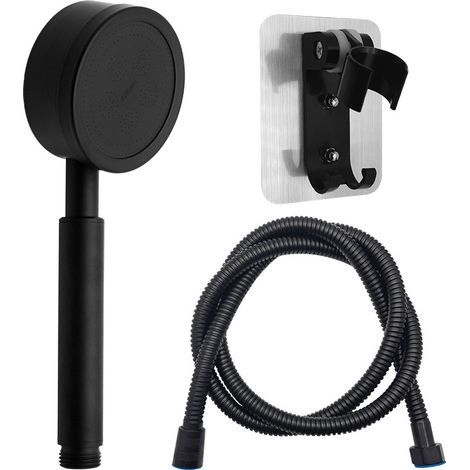 Shower Head with Hose and Hand Shower 80mm Diameter with 1.5m Shower Hose Stainless Steel Water Saving and High Pressure Hand Shower Black