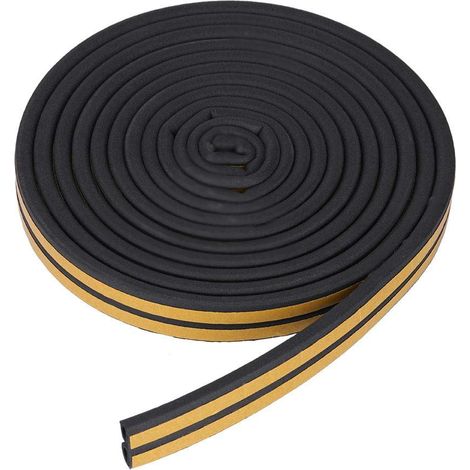 EPDM+ Gummidichtungsstreifen, 5 Meter 9  6 mm selbstklebender Dichtungsstreifen für Tür und Fenster (schwarz).
