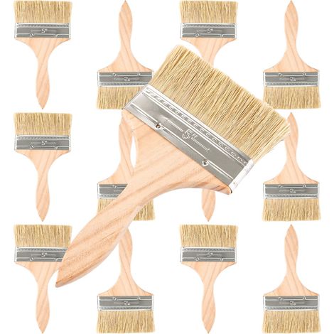 12 Pièces Pinceaux Peinture, Pinceau Peinture Plat 120 mm, Pinceau Lasure Large à Manche en Bois pour Vernis Bois, Clôture, Mur, Meuble et Terrasse (1/5)