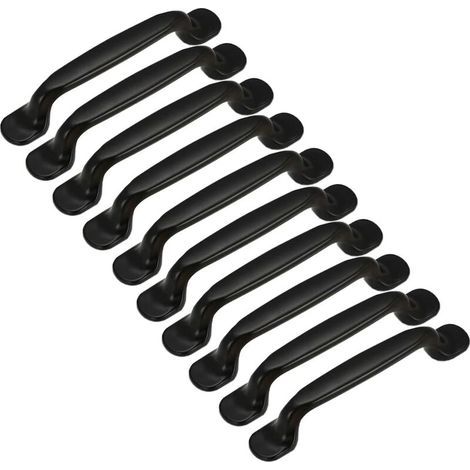 10 Stück Küchentürgriffe für Schränke, Schubladen, Schlafzimmermöbel, Mittenabstand 128 mm, schwarzes Aluminium