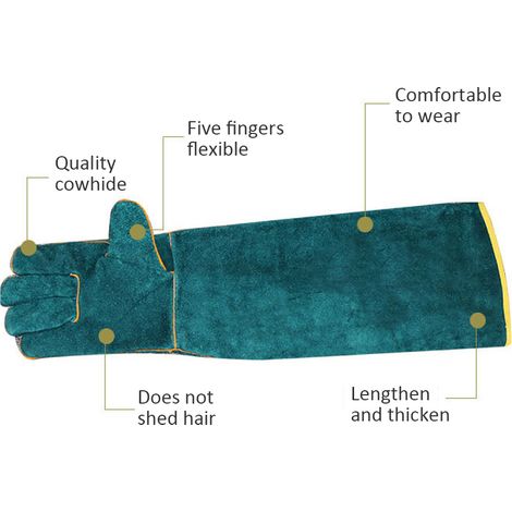 Gants anti-morsure longs en cuir de protection, gants de préhension pour animaux résistants aux morsures (1/5)