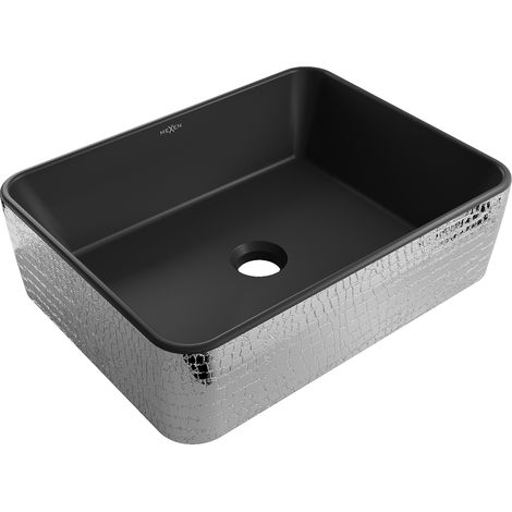 Mexen Catia Aufsatzwaschbecken 48 x 37 cm, schwarz matt/Silber Schuppenmuster - 21314872 (1/5)