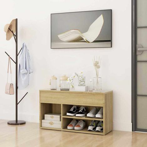Banc à chaussures Chêne sonoma 80x30x45 cm Bois d'ingénierie (1/5)