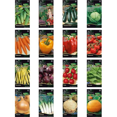 Collection de graines de jardin de luxe : 16 légumes pour votre propre oasis de jardin - Taux de germination élevé, instructions faciles à suivre (1/5)