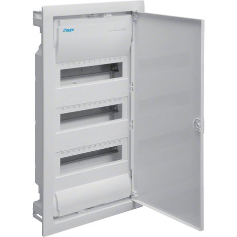 Hager – Coffret électrique nu 3 rangées – 36 modules – IP30 pour installation sous-plaque – Dimensions 63 x 34,8 x 9,45 cm