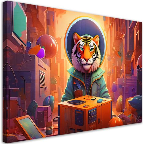 Tableau sur toile Tableau sur toile Abstraction tigre moderne 90x60 (1/5)