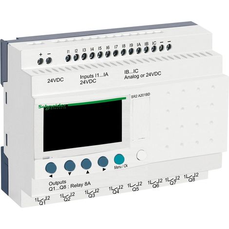 Relais intelligent compact Zelio Logic - 20 E S - 24VCC sans horloge - affichage - SR2A201BD (1/2)