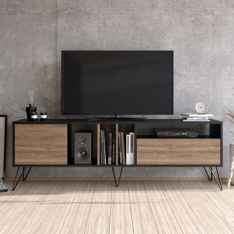Porta TV in legno e oro con contenitore 180 cm BAYLEE