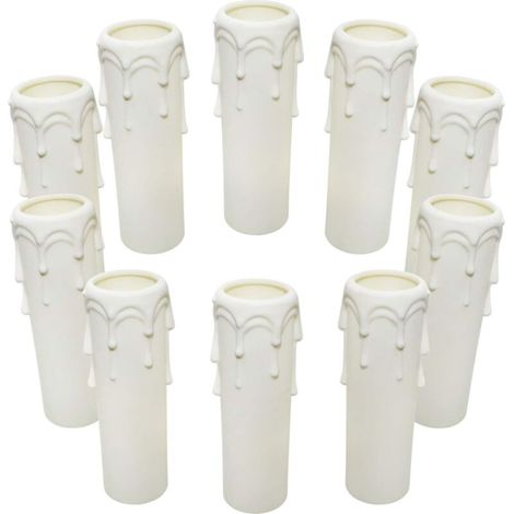 Paquet de 10 Bougies Gouttes en Plastique Blanc pour Lustres et Lampadaires Suspendus – Compatible avec Éclairages Classiques et Modernes