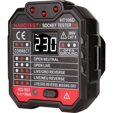 Tester di presa, SP-Cow Nuovo display di tensione avanzato DRC 48-250V Presa di corrente, Rilevatore automatico di tensione di polarità della corrente, Tester di circuito (1/5)