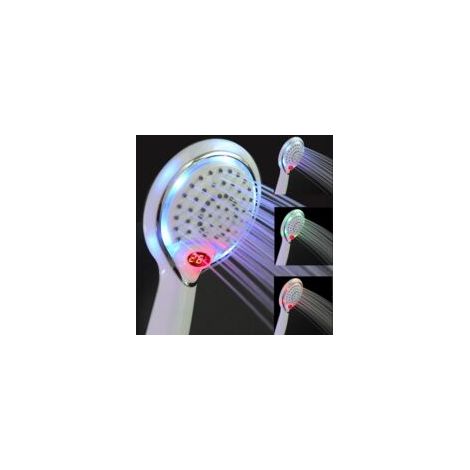 LED-Duschkopf, LED-Handbrause, 3 Farben, Temperaturregelung - Crezuo