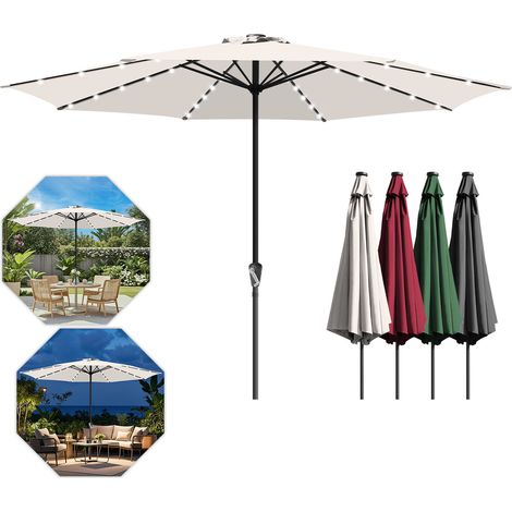 SWANEW Ø350cm ombrellone parasole UV40+ giardino ombrellone patio protezione UV led solare giardino rotondo,Beige (1/5)