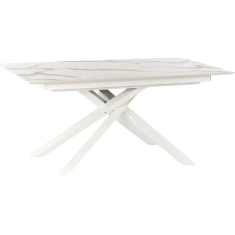 Ryder, Tavolo allungabile con top in HPL su MDF Marmo bianco (90cm X 170/270cm H. 76cm) Made in Italy Duzzle (1/5)
