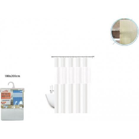 Trade Shop - Cortina De Ducha Impermeable Antimoho Junta Blanca 180 X 200 Cm 3d 52133 - (1/2)