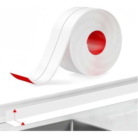 QORVA-Rouleau de bande d'étanchéité pour salle de bain, ruban adhésif blanc 5 m x 3,8 cm, mastic étanche pour baignoire et cuisine