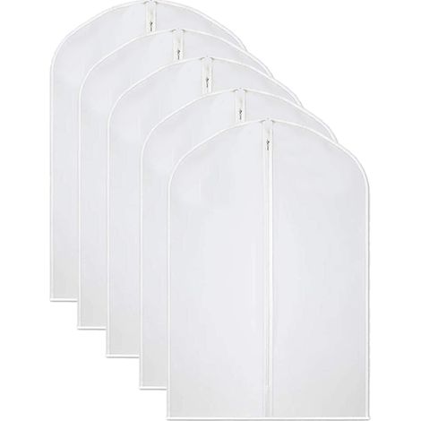 Sac de protection suspendu pour manteaux - Transparent ou non tissé - Fermeture éclair intégrale - Résistant et respirant - Lot de 1 (1/5)
