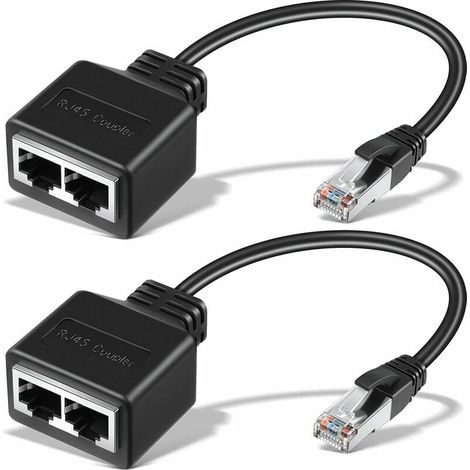 Câble Ethernet RJ45 2 Pcs Adaptateur Réseau Répartiteur Ethernet Adaptateur Extension Ethernet Double Répartiteur de Réseau Convient Cat5 Cat5e Cat6 Cat7 LAN Adaptateur Connecteur de Prise Devenirrich