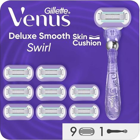Gillette Venus Deluxe Smooth Swirl Systemklingen + Handstück Ersatzklingen 9er