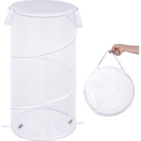 Panier à linge pliable avec couvercle, idéal pour la buanderie, la salle de bain, les voyages et le rangement. (1/5)