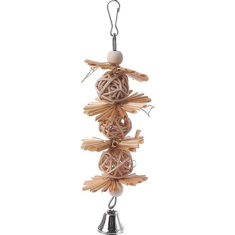 Jouet perroquet en rotin balle amusante pour oiseaux, jouet grignotage pour calopsitte, aras nains, perruches, oiseaux de compagnie, divertissement durable. (1/4)