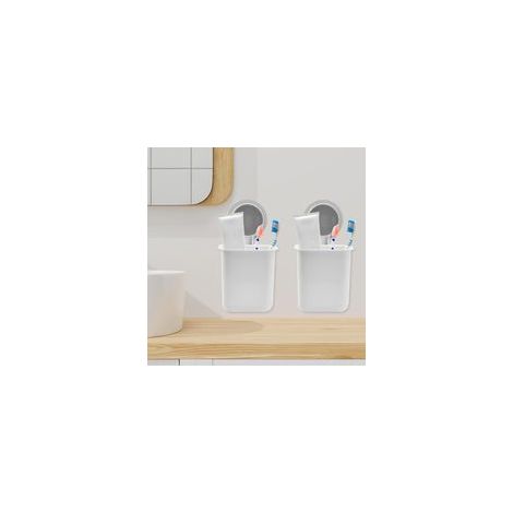 2PCS Blanc Support de Rangement pour Brosse à Dents Mural Porte Brosse a Dent et Dentifrice Range Brosse a Dent Electrique Support Brosse a Dent Adhesif avec Ventouse pour Cuisine Salle de Bain