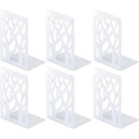 Serre-livres, présentoirs pour serre-livres de bureau et d'école, serre-livres en métal (blancs, lot de 3 paires), arbre décoratif cadeau, serre-livres et intercalaires au design unique (1/3)