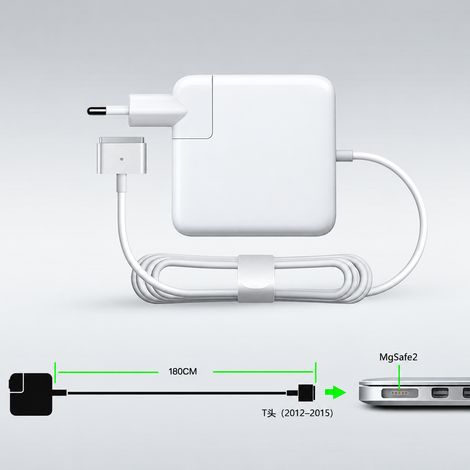 Adaptateur secteur MagSafe 2 45 W - Chargeur de remplacement compatible avec MacBook Air, blanc