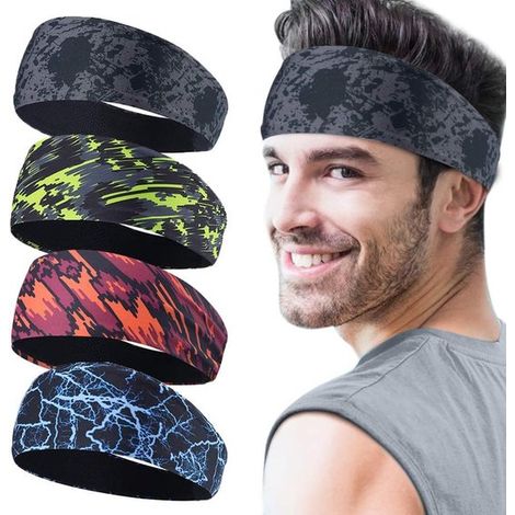 Sport-Stirnbänder für Herren – 4er-Pack – Schweißableitende Stirnbänder – Fitness-Stirnbänder – Geeignet für Laufen, Cross-Training, Yoga und Fahrradhelme (1/5)