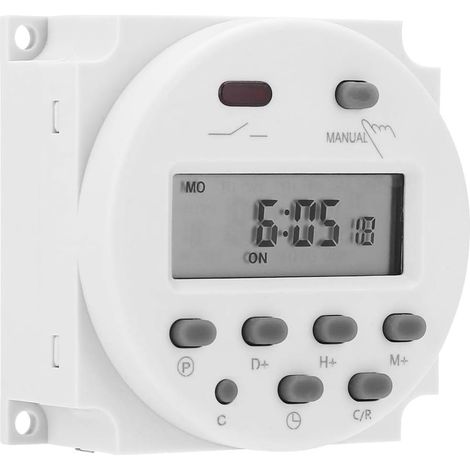 TONCHEAN Horloge, sonnerie et minuterie pour tableau électrique,Commutateur de minuterie 12VDC 16A commutateur de Relais de Temps LCD électronique numérique Programmable LCD Micro-Ordinateur numérique (1/5)
