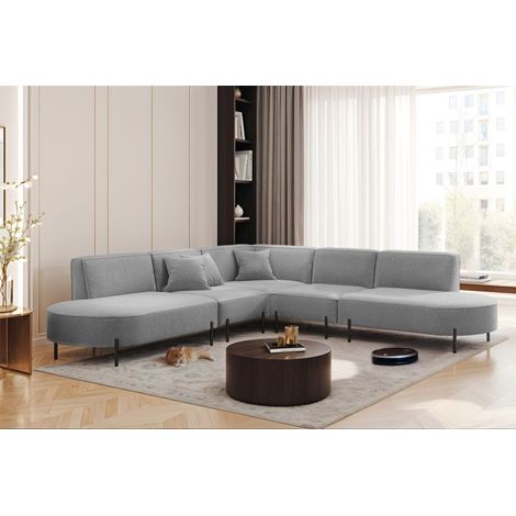 Ecksofa Designersofa VALENCIA Stoff Quelle Hellgrau Universal (1/2)