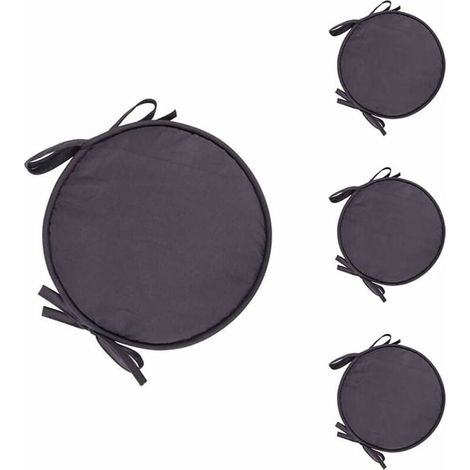 YMYNY - Juego de 4 cojines redondos para silla, con cordón, 38 cm (gris oscuro) (1/4)
