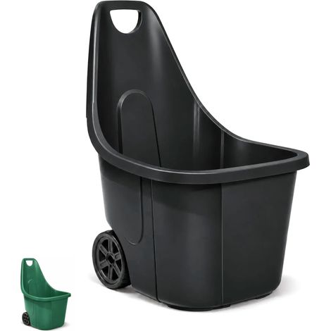 Trolley da Giardino con Maniglia e 2 ruote - Misura 49x58x87 cm e Capacità 60 litri - Praticità e Resistenza per i Tuoi Lavori all'Aperto - Colore Ant