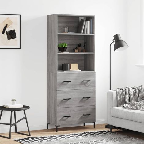 Buffet haut,Buffet de salon,Commode Meuble de rangement,Style Industriel Sonoma gris 69,5x34x180 cm Bois d'ingénierie VNWE940987 (1/5)