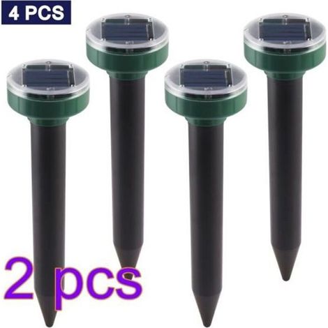 4 ultrasonic solar rodent repellents for outdoor garden moles and rats. (1/4)