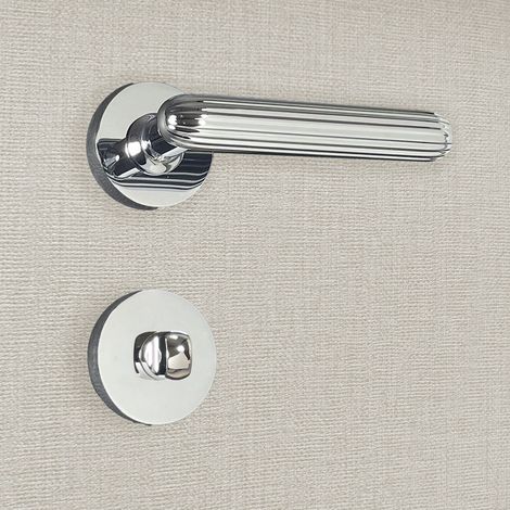 Poignée de porte design à condamnation finition aspect chrome brillant Nelia - KATCHMEE  - KatchMee