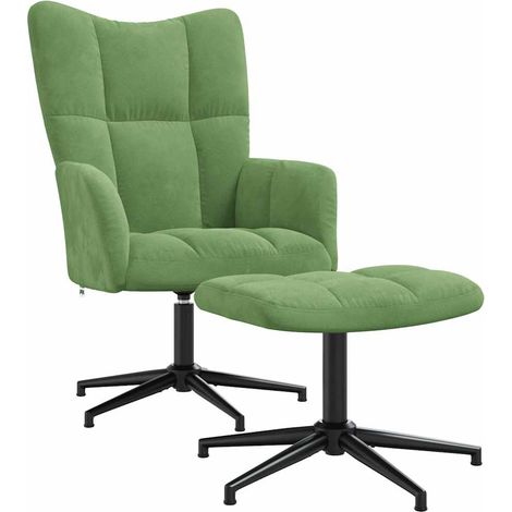 Maison Exclusive - Relaxsessel mit Hocker Hellgrün Samt