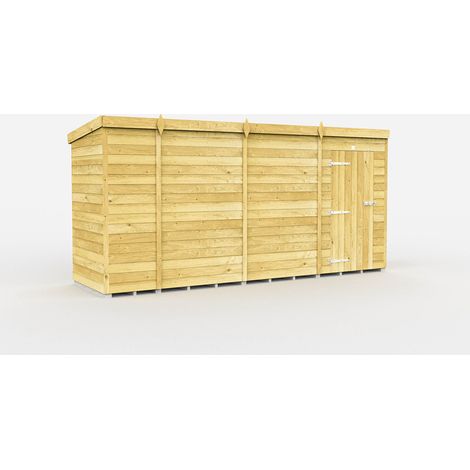14 x 4 Feet Pent Shed - Single Door Without Windows - Wood - L118 x W417 x H201 cm