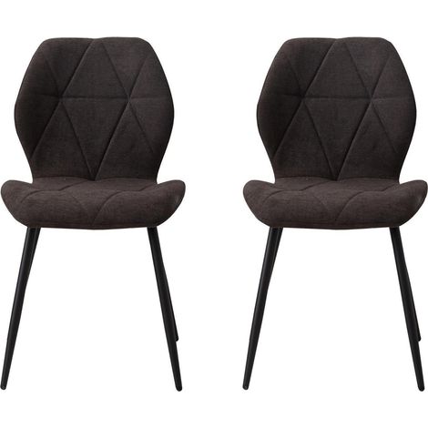2er-Set Esszimmerstühle aus Leinen, gepolstert, mit Diamantsteppung, Schwarz (1/5)