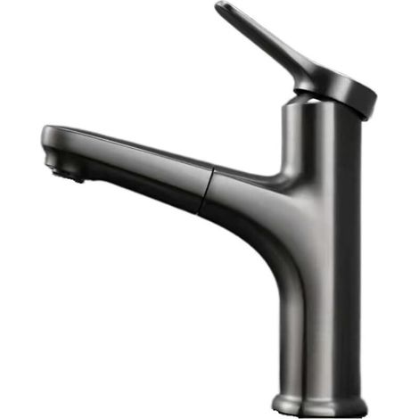Robinet de cuisine et salle de bain gris, robinet extractible rotatif à 360°, mitigeur à levier unique, alimentation en eau froide et chaude (1/4)