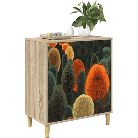 Cuvette de WC avec Motif Forêt Imprimé, Couleur Chêne Sonoma, Dimensions 66 x 36.5 x 75 cm (1/5)