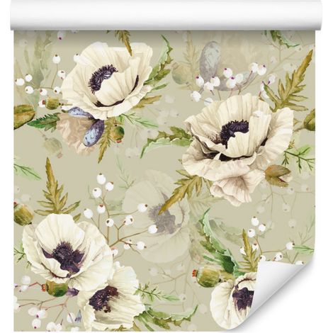 Papier peint aquarelle Coquelicots pour salon et chambre 50x1000 cm (1/5)