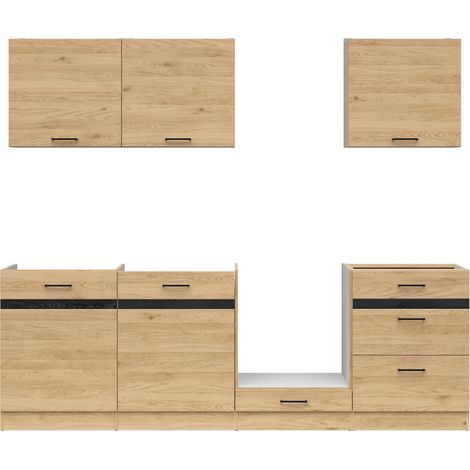 Cuisine complète 240 cm, Ensemble de meuble de cuisine coloris Chêne Bernstein - plan de travail non inclus (1/5)