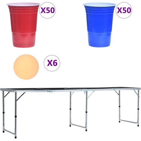 Table de bière-pong pliable avec tasses et balles 240 cm (1/5)