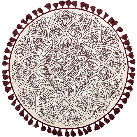 Tappeto tondo in cotone rosso/crema ø 120 cm Ayakli