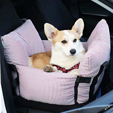 Siège Auto pour Chien - Lit de Voyage avec Poches - Amovible et Lavable - Coussin Siège Auto pour Chien 52 x 52cm,Rose (1/4)