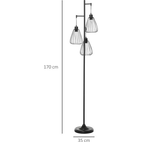 Lampadaire industriel vintage en métal noir, lampadaire moderne Ф35 x 170cm (1/5)